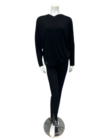 Oh! Zuza M133+134 Modest V Neck Lace Trimmed Modal Pajamas Set myselflingerie.com